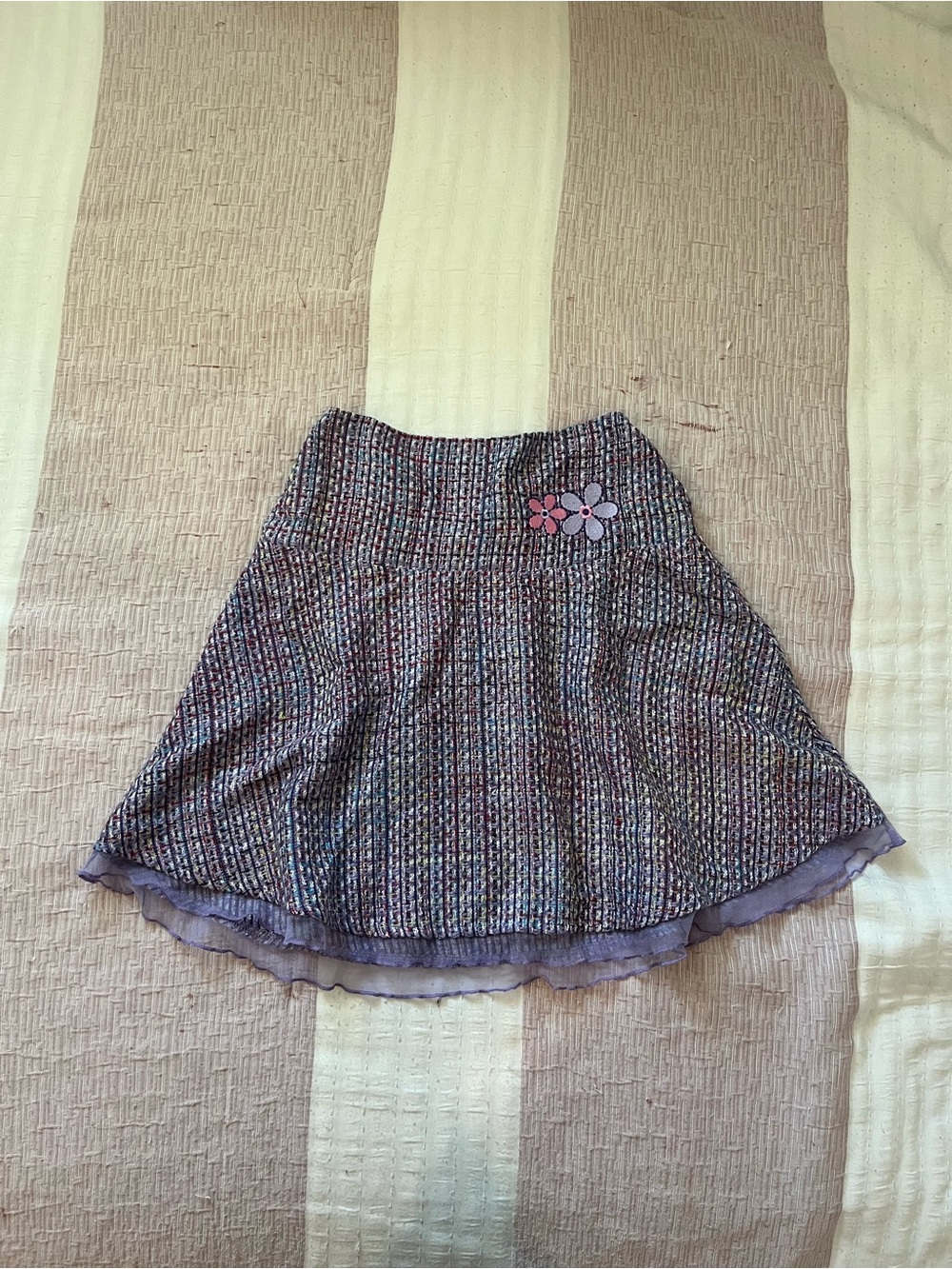 Y2K 2000s George Purple Tweed A-Line Short Skirt Size XS